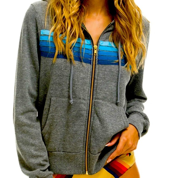 NWT Aviator Nation 5 stripe zip hoodie - Picture 1 of 5